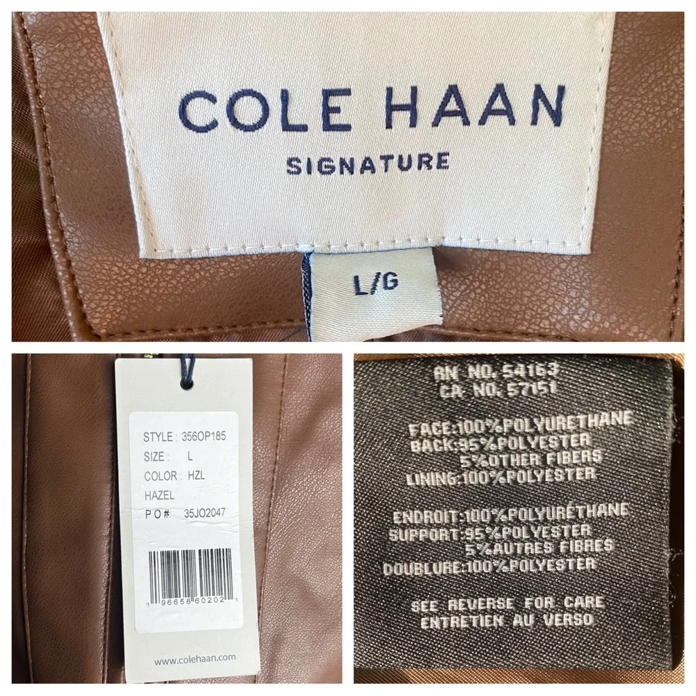 NWT Cole Haan Signature Fitted Racer Moto Jacket, Large, Hazel - Picture 16 of 16